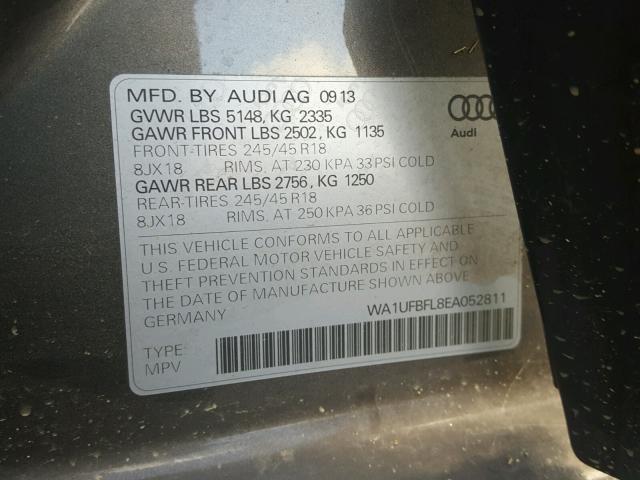 WA1UFBFL8EA052811 - 2014 AUDI A4 ALLROAD SILVER photo 10