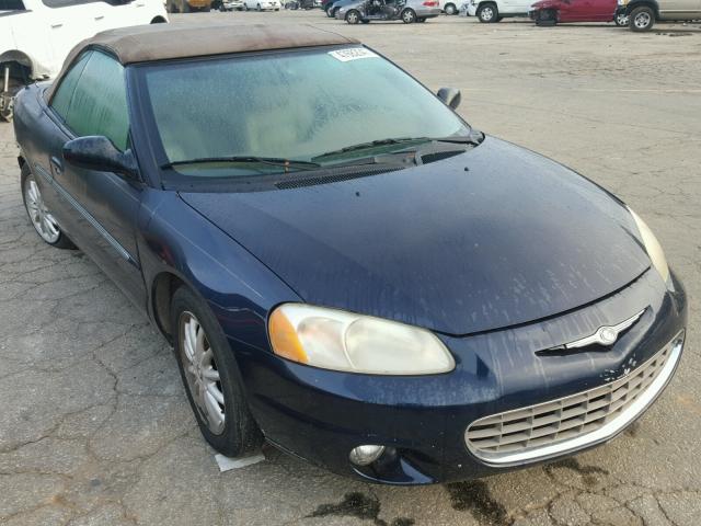 1C3EL55RX2N327971 - 2002 CHRYSLER SEBRING LX BLUE photo 1