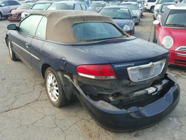 1C3EL55RX2N327971 - 2002 CHRYSLER SEBRING LX BLUE photo 3