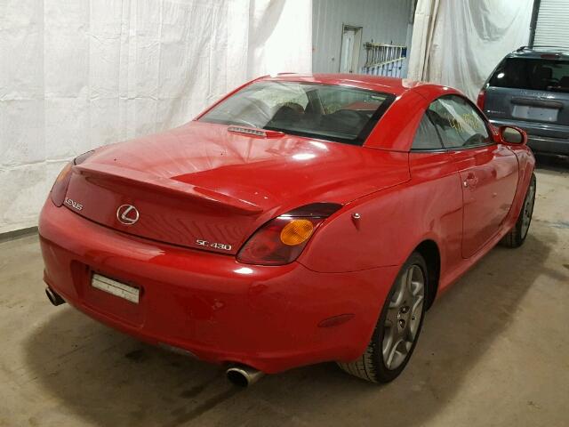 JTHFN48Y250070201 - 2005 LEXUS SC 430 RED photo 4