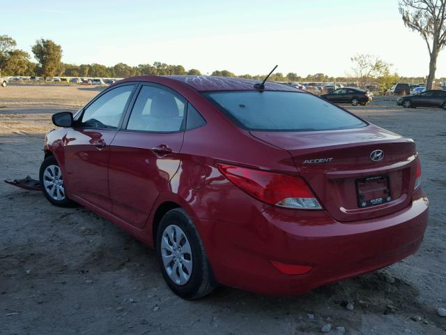 KMHCT4AE2GU080213 - 2016 HYUNDAI ACCENT SE RED photo 3