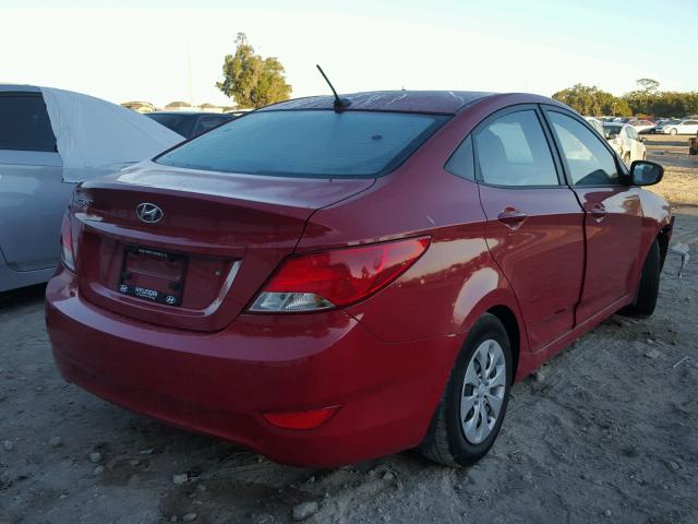 KMHCT4AE2GU080213 - 2016 HYUNDAI ACCENT SE RED photo 4