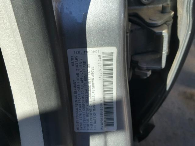 WVWPD63B54E066748 - 2004 VOLKSWAGEN PASSAT GLS GRAY photo 10