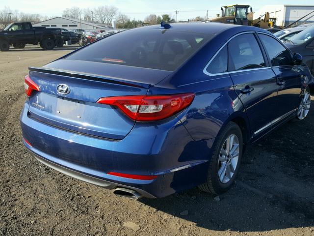 5NPE24AF3FH026176 - 2015 HYUNDAI SONATA SE BLUE photo 4