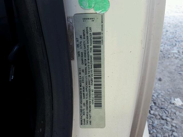 3VWRF31Y67M420040 - 2007 VOLKSWAGEN NEW BEETLE 白色 照片 10