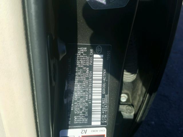 4T1BK3DB7BU387654 - 2011 TOYOTA AVALON BAS BLACK photo 10