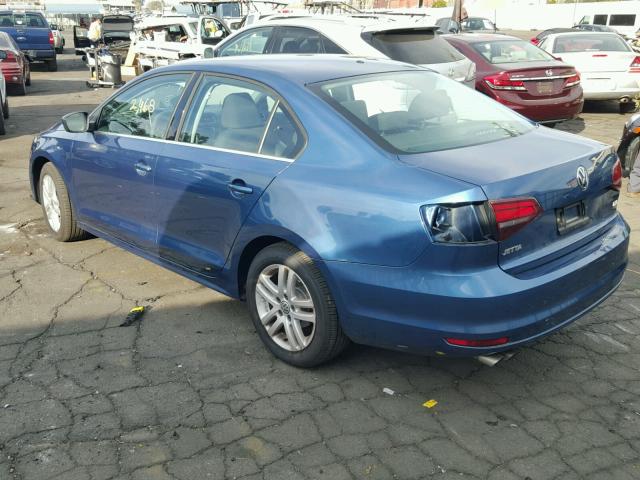 3VW2B7AJ5HM258572 - 2017 VOLKSWAGEN JETTA S BLUE photo 3