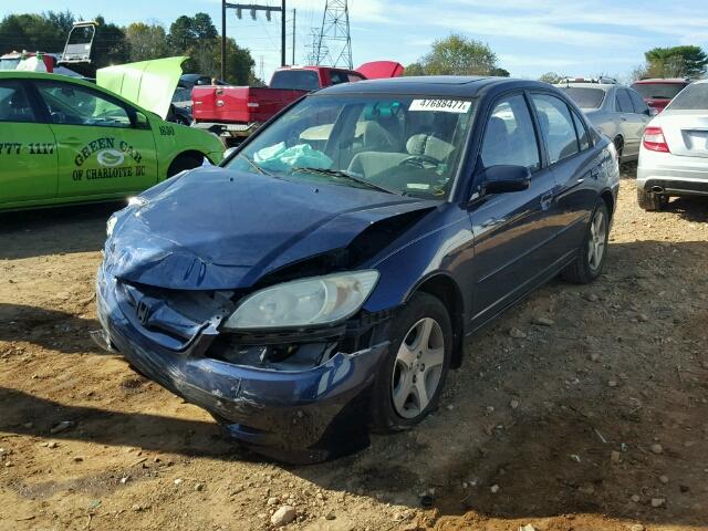 2HGES26774H503480 - 2004 HONDA CIVIC EX BLUE photo 2