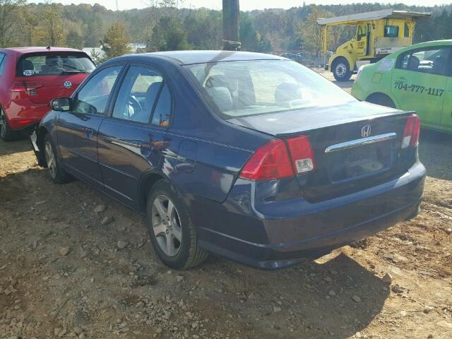 2HGES26774H503480 - 2004 HONDA CIVIC EX BLUE photo 3