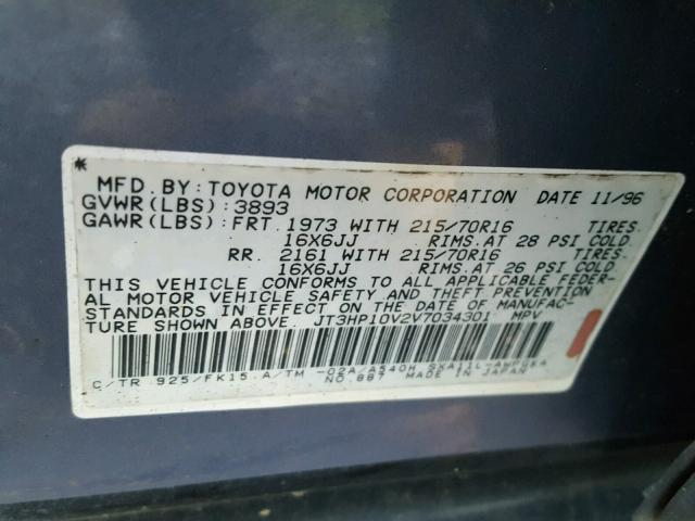 JT3HP10V2V7034301 - 1997 TOYOTA RAV4 BLUE photo 10