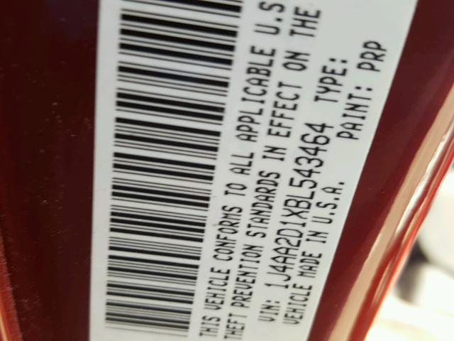 1J4AA2D1XBL543464 - 2011 JEEP WRANGLER S BURGUNDY photo 10