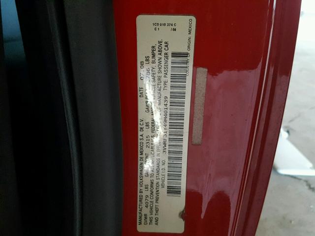 3VWRF31Y49M401439 - 2009 VOLKSWAGEN NEW BEETLE Qırmızı foto 10