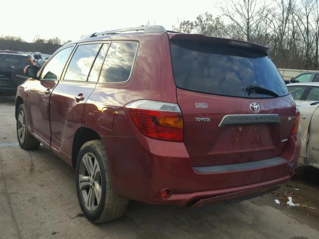 JTEES43A392120965 - 2009 TOYOTA HIGHLANDER BURGUNDY photo 3