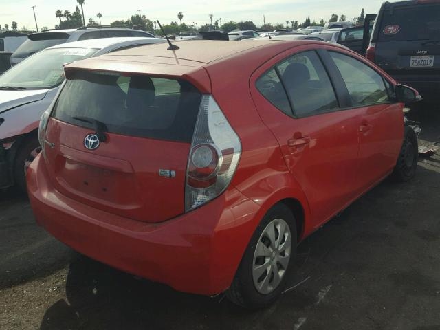 JTDKDTB36E1570205 - 2014 TOYOTA PRIUS C RED photo 4