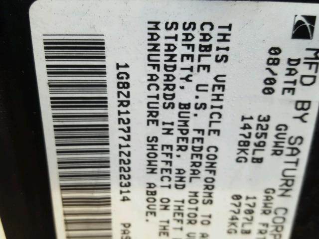 1G8ZR12771Z222314 - 2001 SATURN SC2 SILVER photo 10