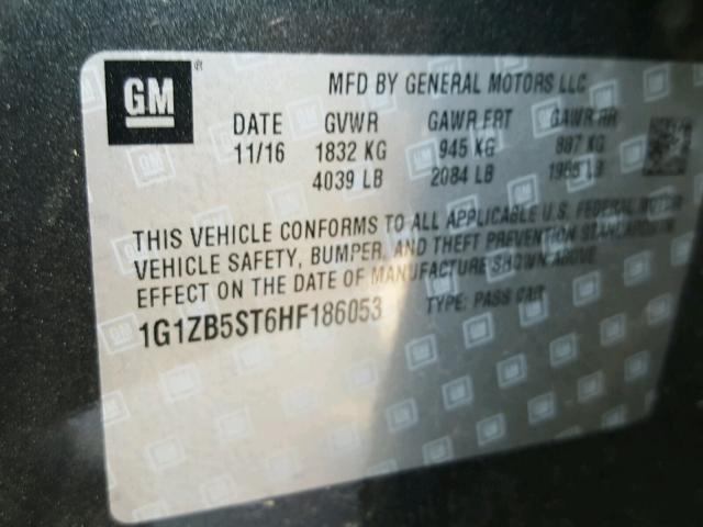 1G1ZB5ST6HF186053 - 2017 CHEVROLET MALIBU LS CHARCOAL photo 10