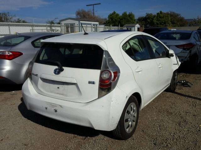 JTDKDTB39C1506463 - 2012 TOYOTA PRIUS C WHITE photo 4