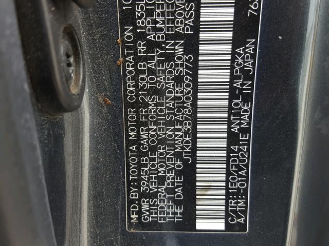 JTKDE3B78A0309773 - 2010 TOYOTA SCION TC 石墨色 照片 10