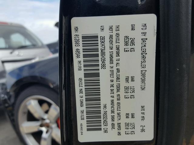 2B3KA73W86H394982 - 2006 DODGE CHARGER SR BLACK photo 10