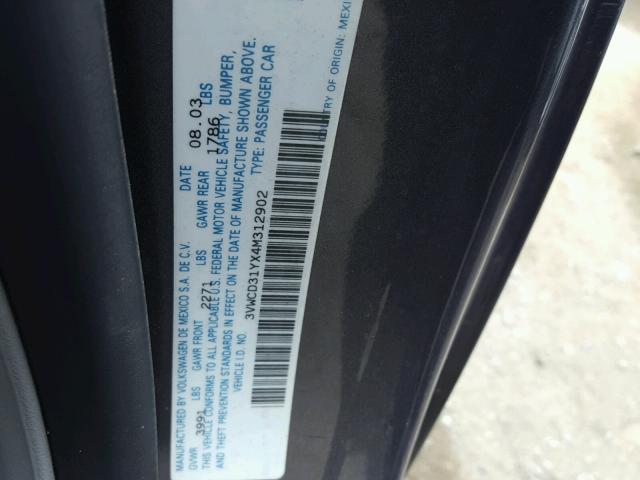 3VWCD31YX4M312902 - 2004 VOLKSWAGEN NEW BEETLE Grafit foto 10