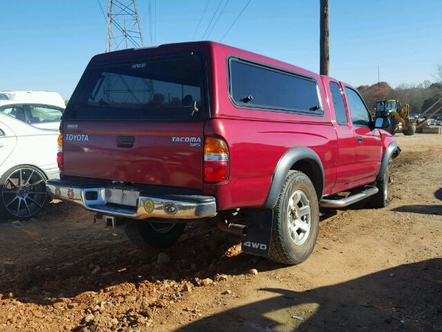 5TEWM72N63Z263355 - 2003 TOYOTA TACOMA XTR RED photo 4