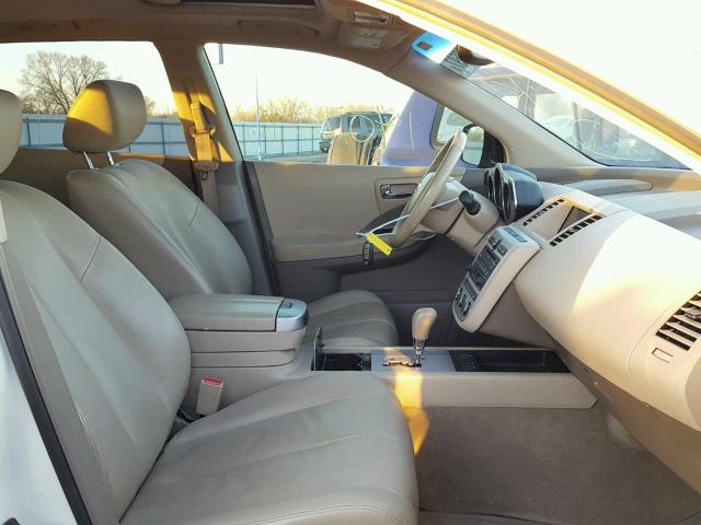 JN8AZ08T17W523712 - 2007 NISSAN MURANO SL WHITE photo 5