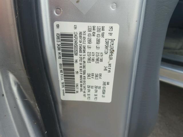 1D4GP24RX5B335280 - 2005 DODGE GRAND CARA GRAY photo 10