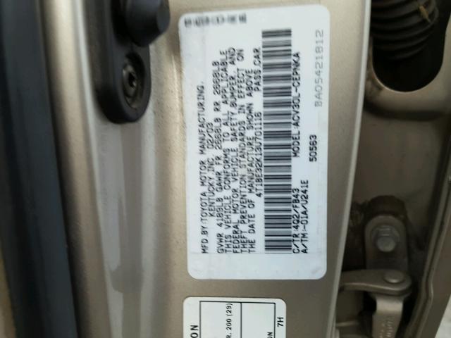 4T1BE32K13U701116 - 2003 TOYOTA CAMRY LE 棕色 照片 10