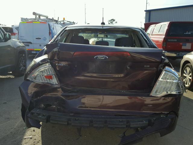 3FAHP0HAXCR379515 - 2012 FORD FUSION SE MAROON photo 9