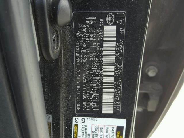 2T1BR32E87C791533 - 2007 TOYOTA COROLLA CE BLACK photo 10