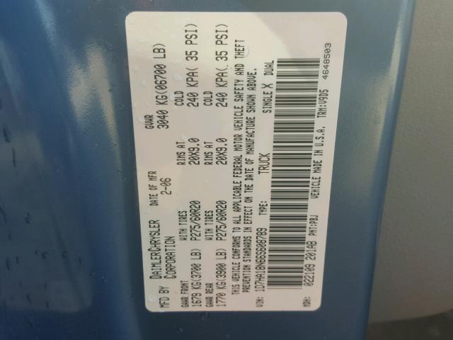 1D7HA18N66S608789 - 2006 DODGE RAM 1500 S BLUE photo 10