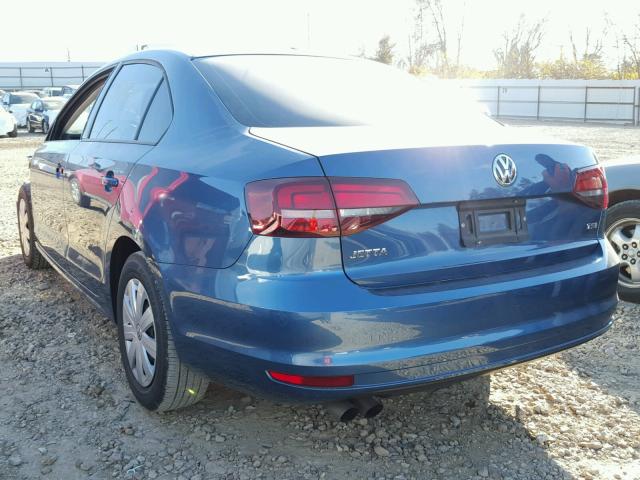 3VW167AJ3GM298034 - 2016 VOLKSWAGEN JETTA S BLUE photo 3