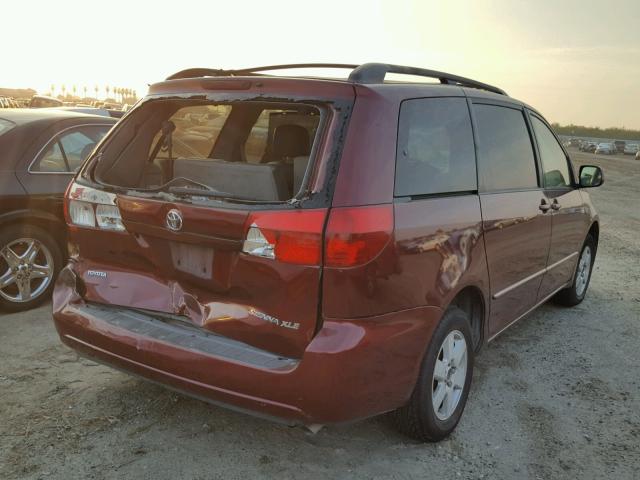 5TDZA22C24S037142 - 2004 TOYOTA SIENNA XLE BURGUNDY photo 4