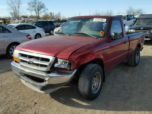 1FTYR10C0XUA20146 - 1999 FORD RANGER RED photo 2