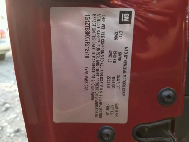 1G1ZT58NX7F212710 - 2007 CHEVROLET MALIBU LT Qırmızı foto 10