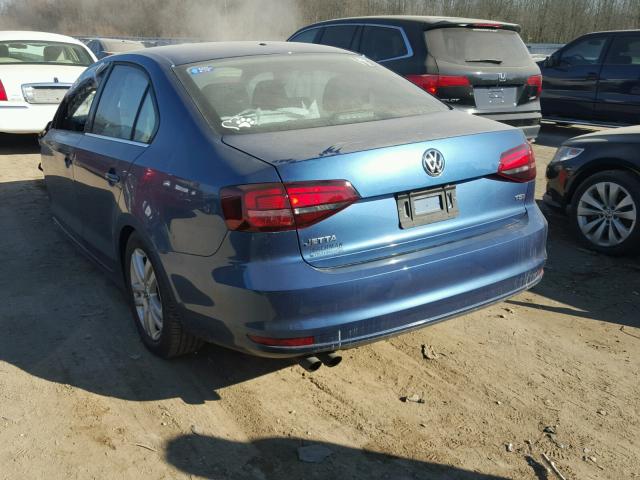 3VW2B7AJ3HM240071 - 2017 VOLKSWAGEN JETTA S BLUE photo 3