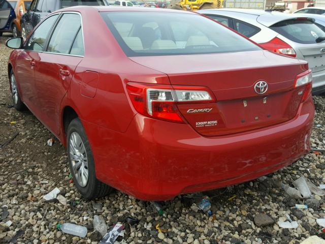 4T1BF1FK0DU662113 - 2013 TOYOTA CAMRY L RED photo 3