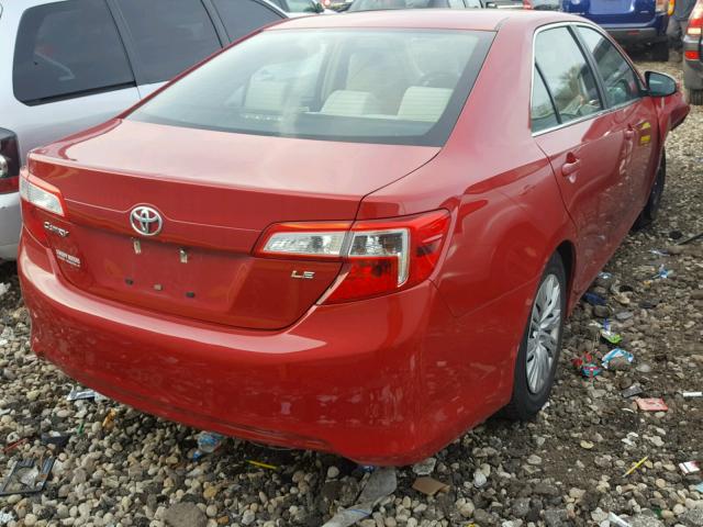 4T1BF1FK0DU662113 - 2013 TOYOTA CAMRY L RED photo 4