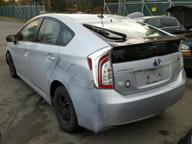 JTDKN3DU4E0370707 - 2014 TOYOTA PRIUS SILVER photo 3