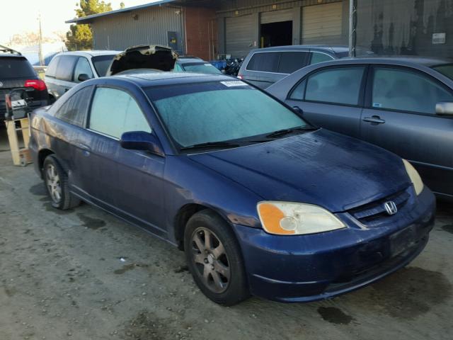 1HGEM22912L072510 - 2002 HONDA CIVIC EX BLUE photo 1