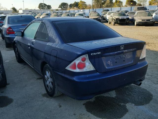 1HGEM22912L072510 - 2002 HONDA CIVIC EX أزرق صورة 3