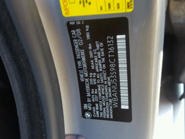 WBANU53598CT16132 - 2008 BMW 528 I BROWN photo 10