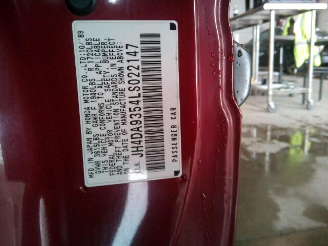 JH4DA9354LS022147 - 1990 ACURA INTEGRA LS RED photo 10