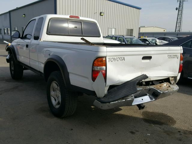 5TESN92N92Z087116 - 2002 TOYOTA TACOMA XTR WHITE photo 3