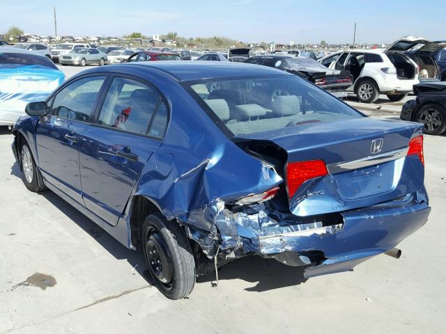 2HGFA16399H327103 - 2009 HONDA CIVIC VP BLUE photo 3