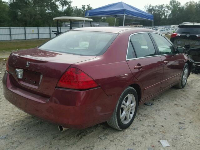 1HGCM56356A163943 - 2006 HONDA ACCORD SE BURGUNDY photo 4