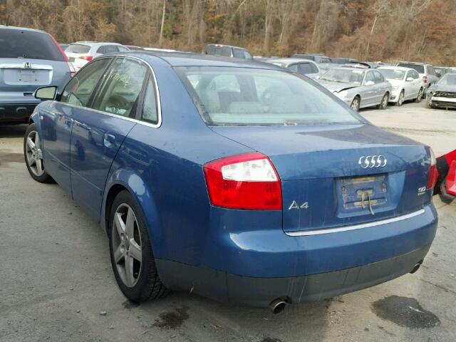 WAULT68E62A101397 - 2002 AUDI A4 3.0 QUA BLUE photo 3