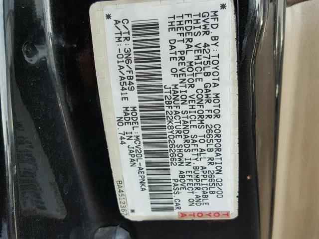 JT2BF22K8Y0262662 - 2000 TOYOTA CAMRY CE GRAY photo 10