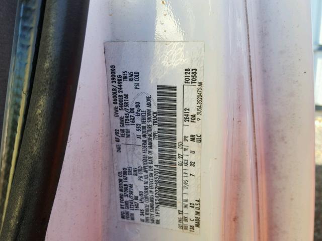 1FTNE24202HB57014 - 2002 FORD ECONOLINE WHITE photo 10