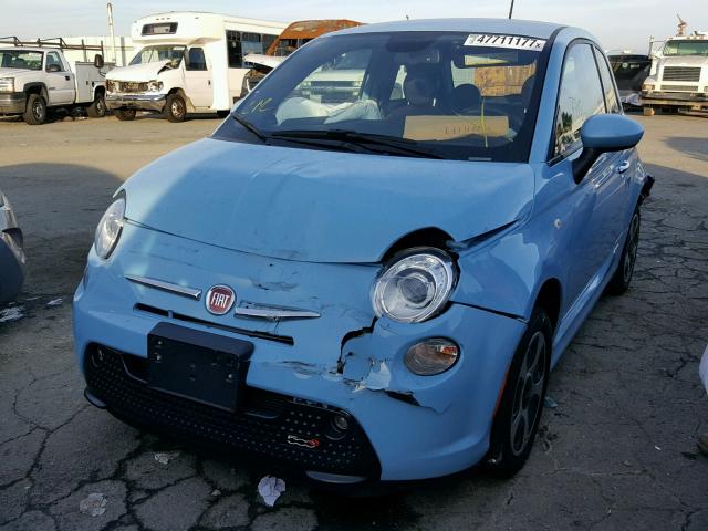 3C3CFFGE0FT581712 - 2015 FIAT 500 ELECTR BLUE photo 2